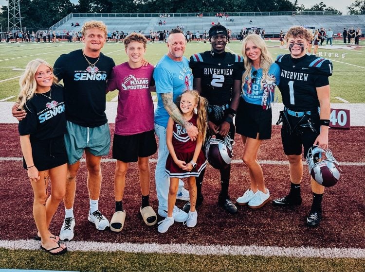 The Clough family at a Riverview High School football game in Sarasota, FL